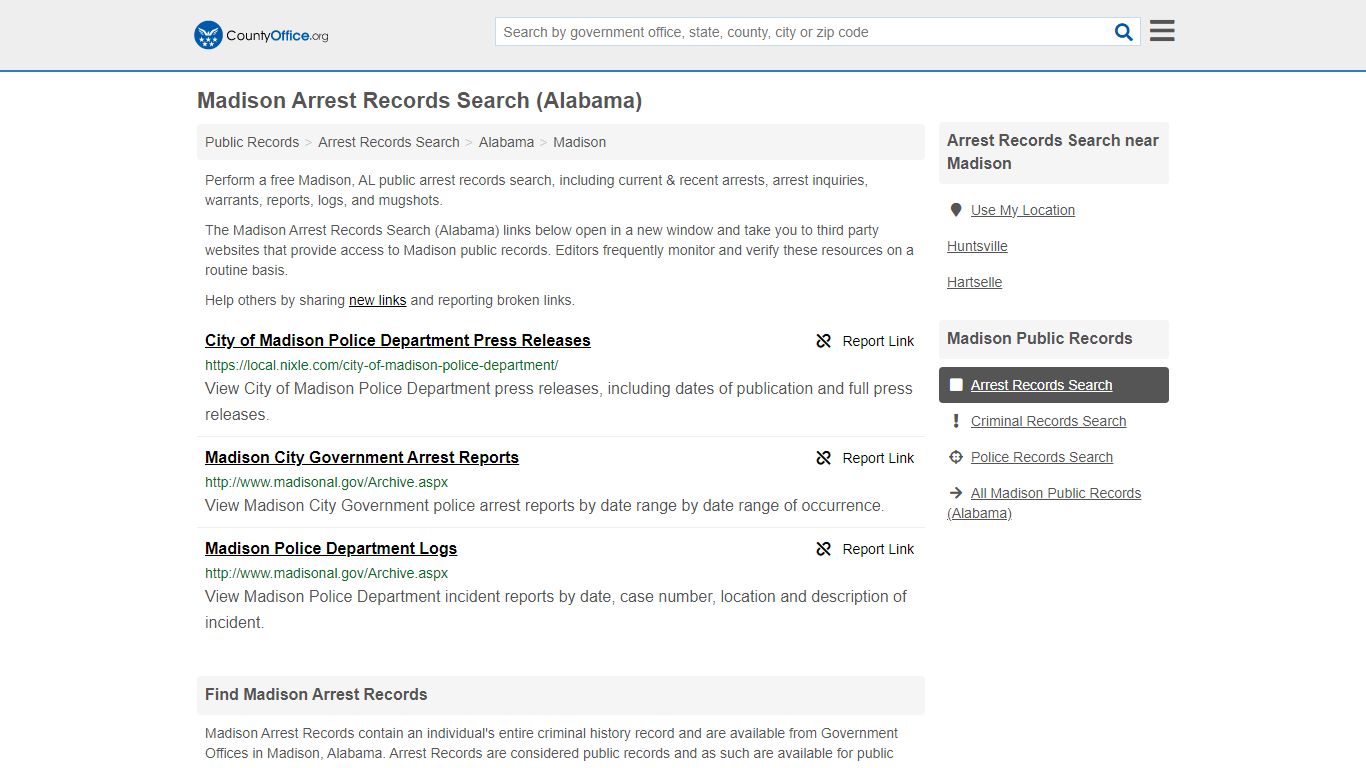 Arrest Records Search - Madison, AL (Arrests & Mugshots) - County Office