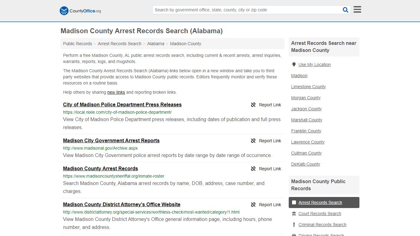 Arrest Records Search - Madison County, AL (Arrests & Mugshots)